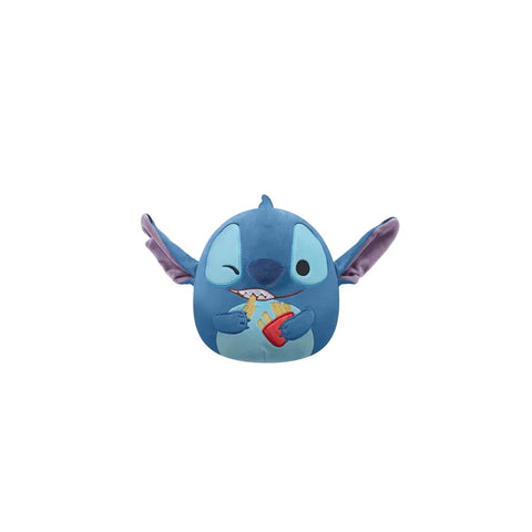 Disney Stitch plush toy holding fries, blue stuffed animal collectible
