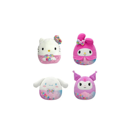 Set of four Hello Kitty and Friends plush toys with pastel star designs.