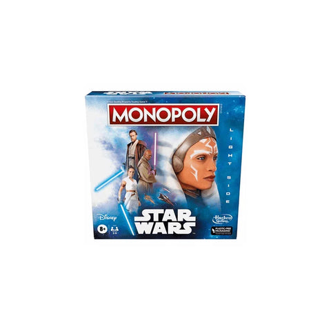 Star Wars Monopoly board game box featuring characters and lightsabers
