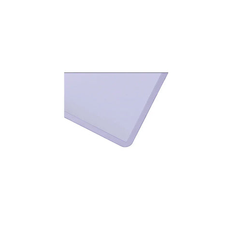 Clear plastic toploader sleeve for trading card protection, close-up corner view
