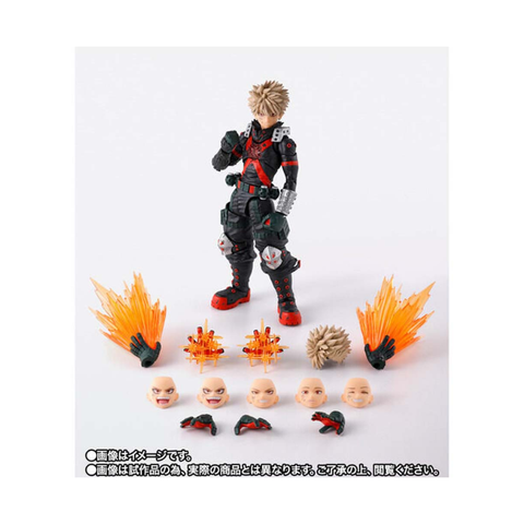 Anime action figure with multiple faces, hands, and explosion effects, collectible toy