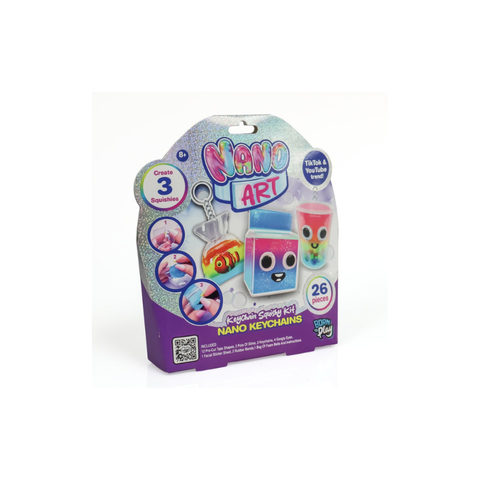 Nano Art keychain squishy kit, 26-piece toy set for making colorful squishy keychains