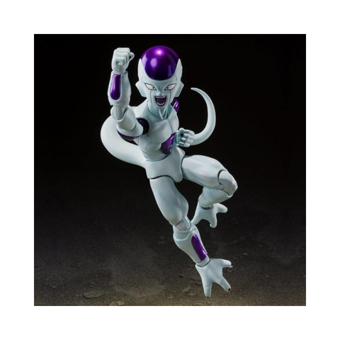 Articulated anime villain action figure with white and purple armor in dynamic pose