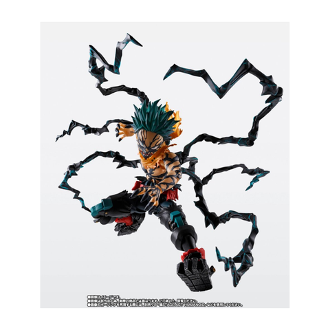 Anime action figure with green spiky hair, electric effects, and battle pose collectible toy