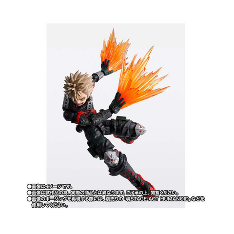 Anime action figure with spiky hair and explosive effects on hands, collectible toy
