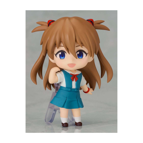 Cute anime girl collectible figurine with blue uniform and brown hair, toy figure for display
