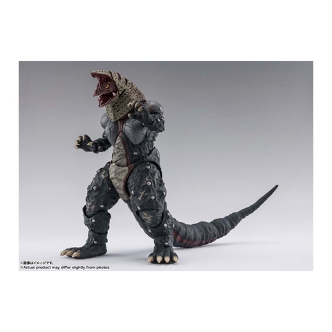Highly detailed dinosaur monster action figure toy with textured skin, posed on grey background