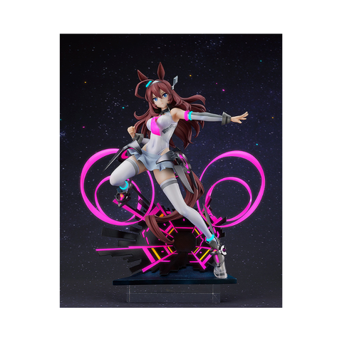 Anime girl action figure with futuristic costume and neon lights, collectible toy statue