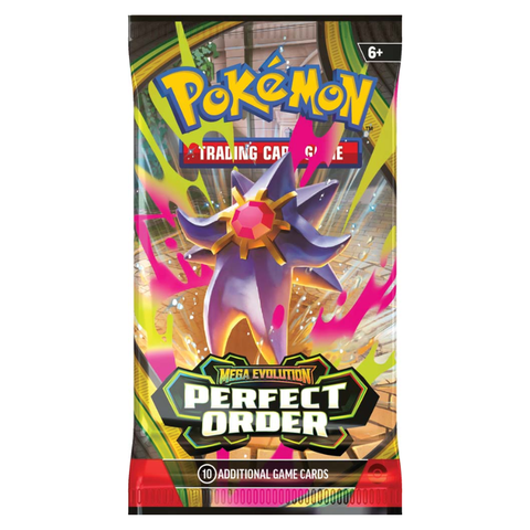 Pokémon Mega Evolution Perfect Order trading card game booster pack with Starmie artwork