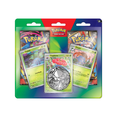 Pokémon Trading Card Game Vileplume Gloom Oddish blister pack with booster packs and coin