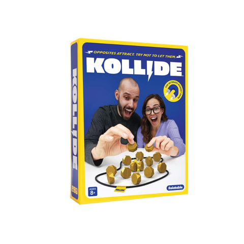 Kollide magnetic strategy game for ages 8+, fun family toy with gold pieces and magnetic play