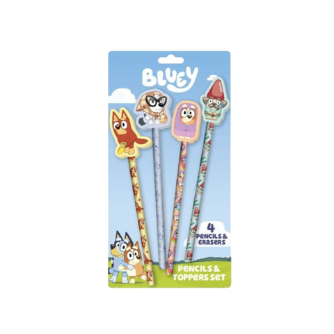 Bluey 4 Pencil & Topper Set - Games and Toys
