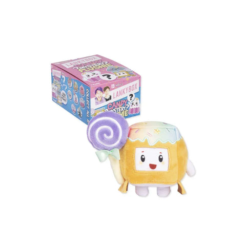 LankyBox Mystery Box with cute plush toy holding purple lollipop, collectible toy for kids