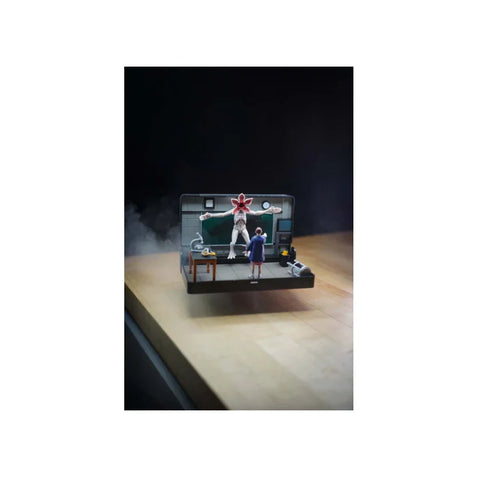 Stranger Things collectible diorama toy with Demogorgon and Eleven in classroom scene