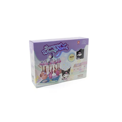 Kuromi Summer Wunderland swing ride toy building set in purple box, collectible figure