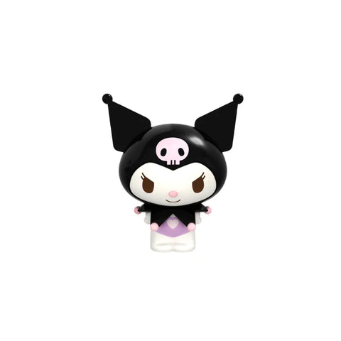 Cute black and white villain-themed vinyl toy figure with pink skull and pointed ears