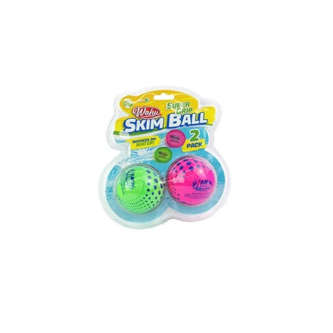 Twin pack of assorted skim balls in green and pink, packaged for water games and outdoor play.