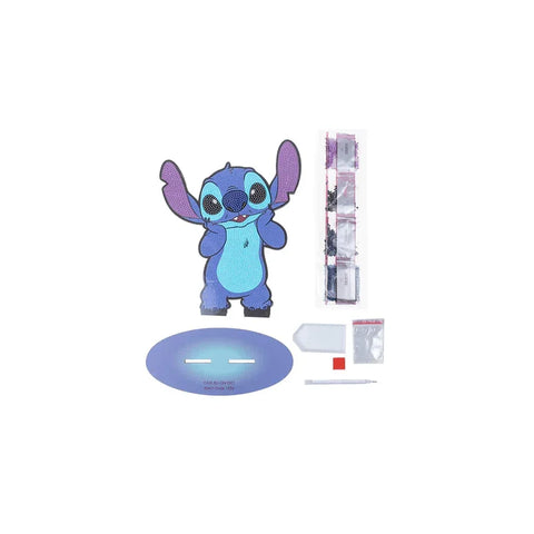 Stitch diamond painting kit with stand, colored beads, applicator tool and tray