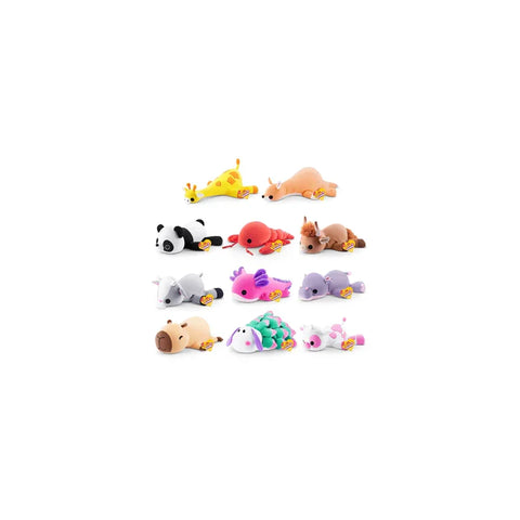 Assorted animal plush toys in various colors, perfect for kids' games and toy collections.