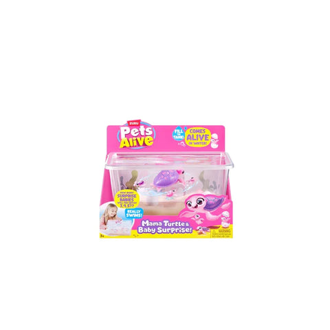 Pets Alive Mama Turtle and Baby Surprise playset in box, toy turtles with tank for kids