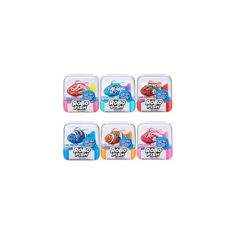 Assorted Robo Alive robotic fish toys in packaging, various colors, Series 3.