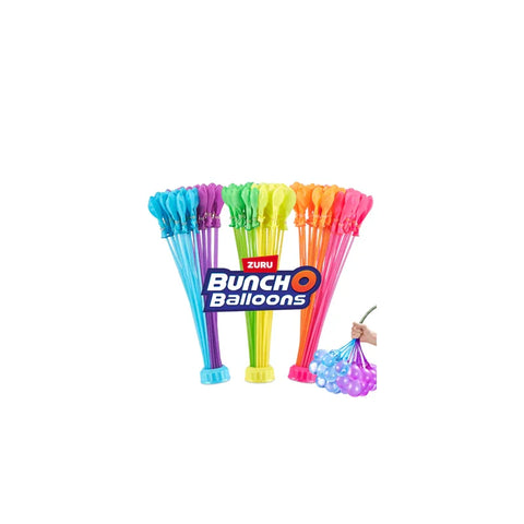 Colorful party water balloons with tropical theme in assorted packs, fun summer toy.