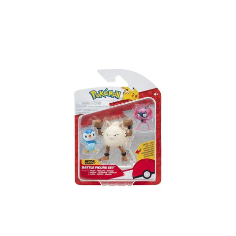Pokémon battle figure set with three collectible toy figures in retail packaging.