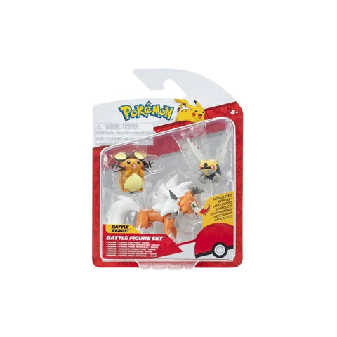 Pokemon battle figure set in retail packaging with three collectible toy figures