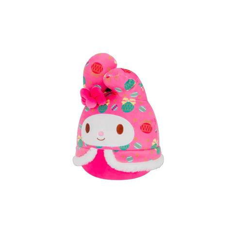 Cute pink bunny plush toy with colorful patterns and a bow, collectible stuffed animal
