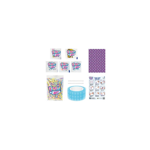 Nano tape art DIY craft kit with colored beads, tools, and instructional sheet