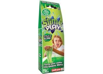 Green Slime Play toy packaging showing slime and a child playing, fun sensory toy for kids