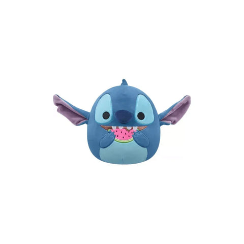 Cute blue plush toy with big ears holding a pink watermelon slice, games and toys collectible