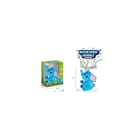 Blue elephant water spray toy for kids, outdoor water play animal with colorful spraying tubes